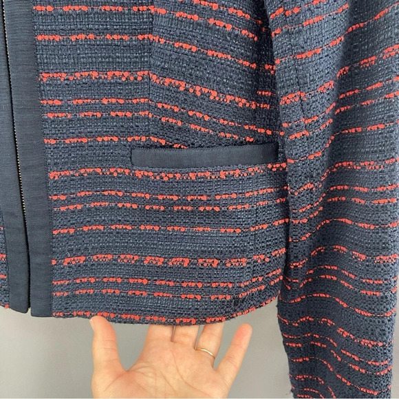 Tommy Hilfiger Zip Front Tweed Blazer Jacket Blue Red Front Pockets Size 6 - Picture 9 of 12